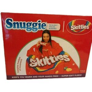 Snuggie Skittles Wearable Super Soft Fleece Blanket Sleeves Colorful Warm Cozy